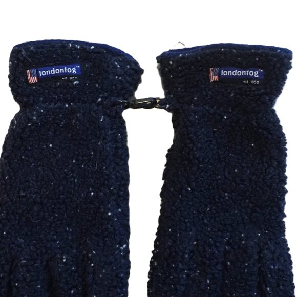 London Fog Navy Speckled Sherpa Gloves Fleece Lined Boys Large (12-15) - Picture 5 of 6